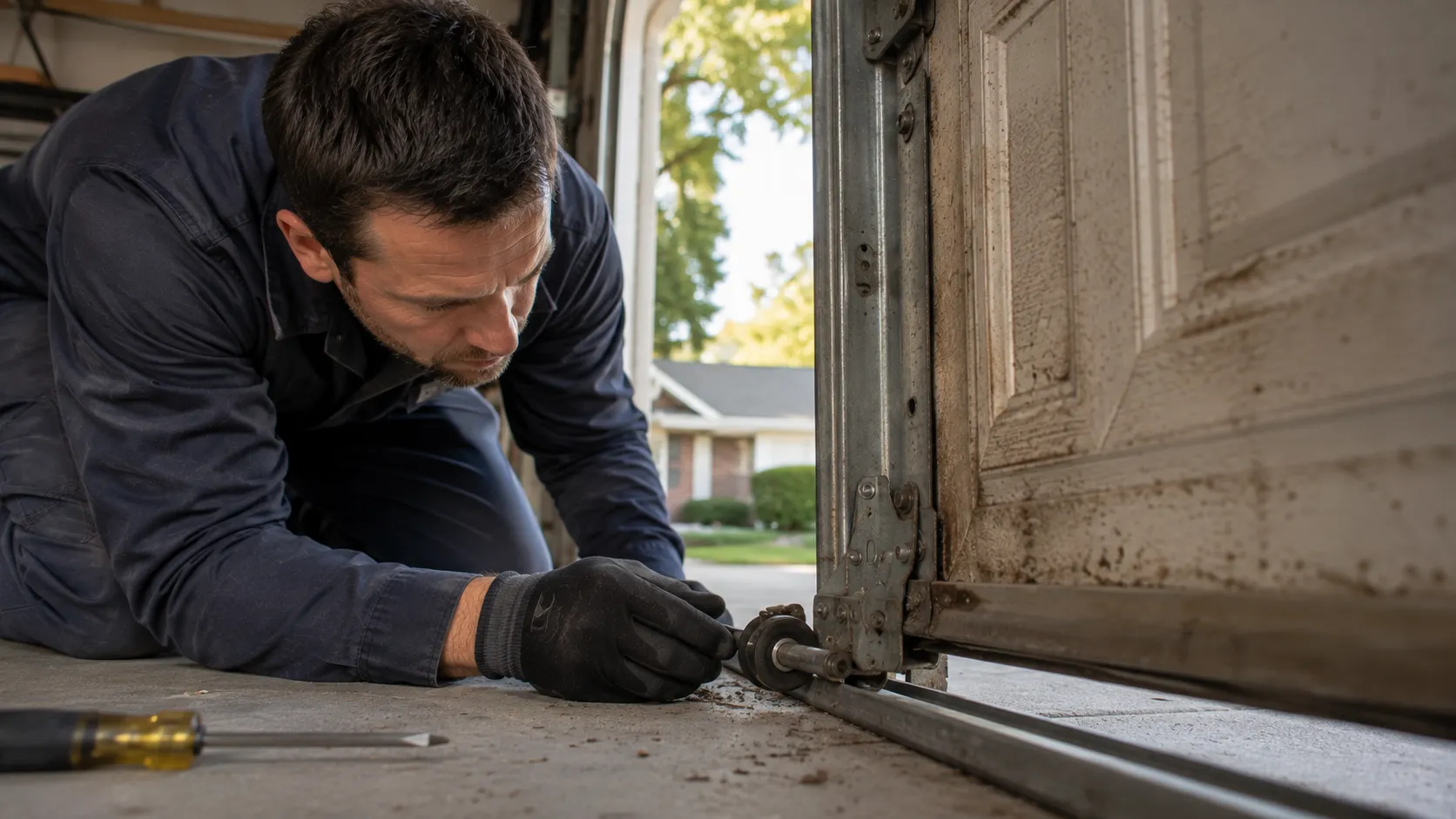 Garage door detail illustrating when to fix your kent garage door and when to replace it