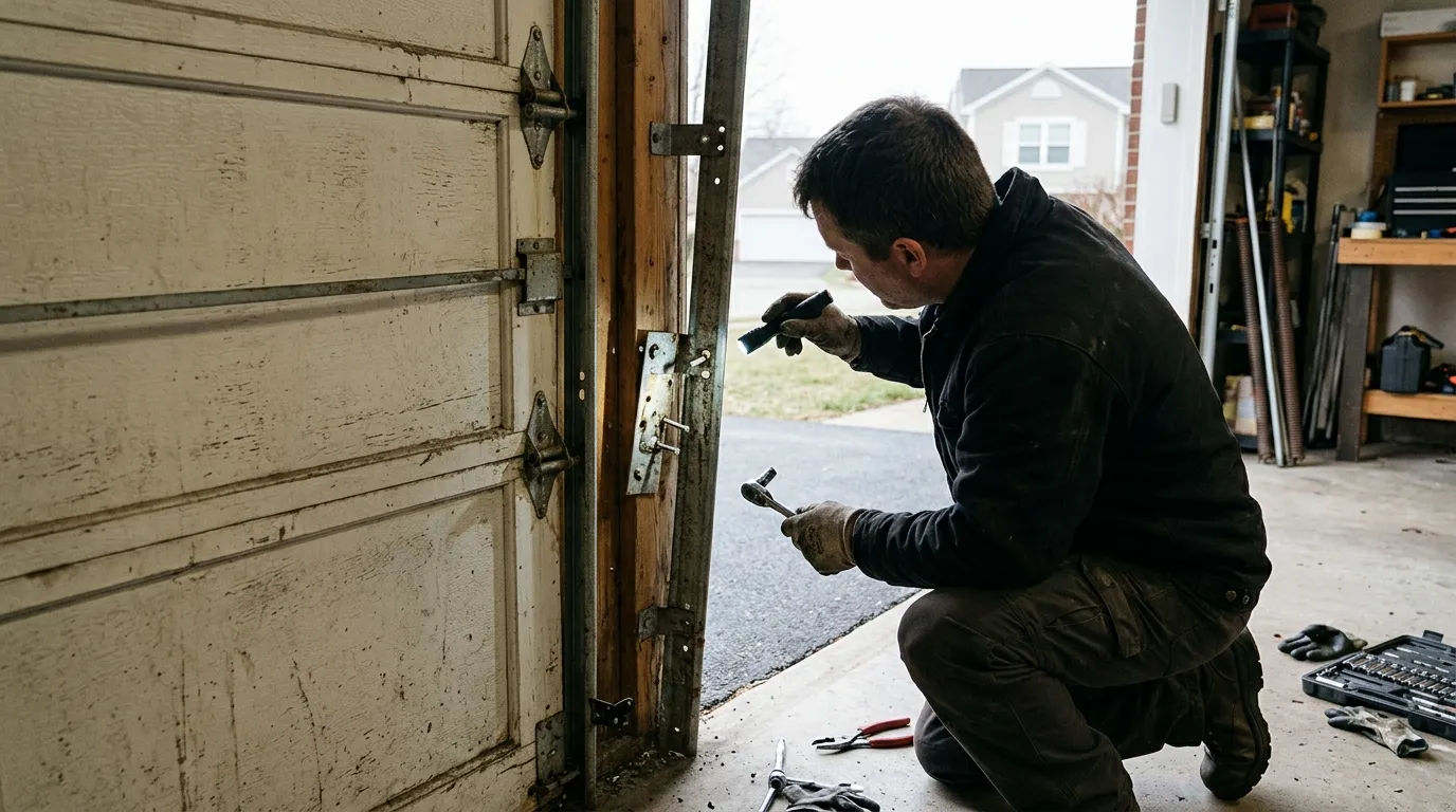 Garage door detail illustrating why your garage door keeps jumping track in kent